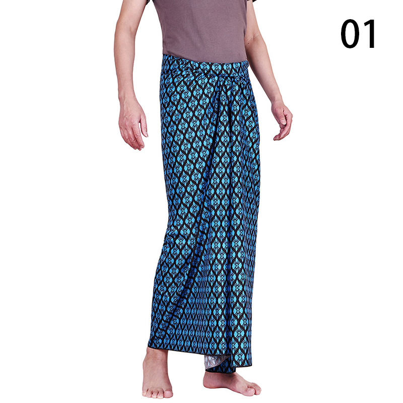 Sarong Men Wrap - ชุดประจำชาติเอเชียตะวันออกเฉียงใต้แบบดั้งเดิมสำหรับทุกเพศ กระโปรงซารองฤดูร้อน สไตล์ไทย ได ไทย มาเลเซีย