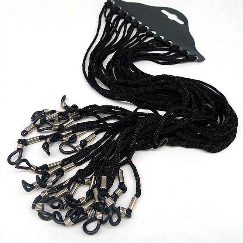 Sunglass Retainer Cord - สายคล้องแว่นตาไนลอนสีดำ 12 ชิ้น/ชุด สายคล้องคอสำหรับแว่นกันแดด แว่นสายตา