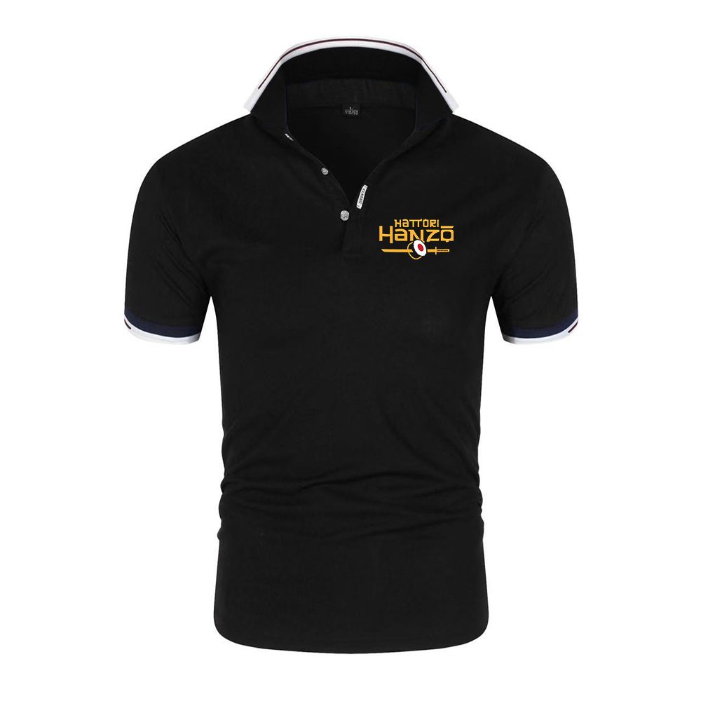 Polo Shirt Pique - ฮัตโตริ ฮันโซเสื้อโปโลแขนสั้นผู้ชายสำหรับฤดูร้อน ผ้าถักปิเก้แบบเรียบ ชุดลำลองแนวสปอร์ต เนื้อผ้านุ่ม ระบายอากาศได้ดี