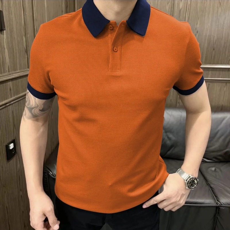 Polo Shirt Pique - เสื้อโปโลผู้ชายไซส์ใหญ่ ผ้าปิเก้ คอปกตัดสี แขนสั้น สไตล์ลำลอง