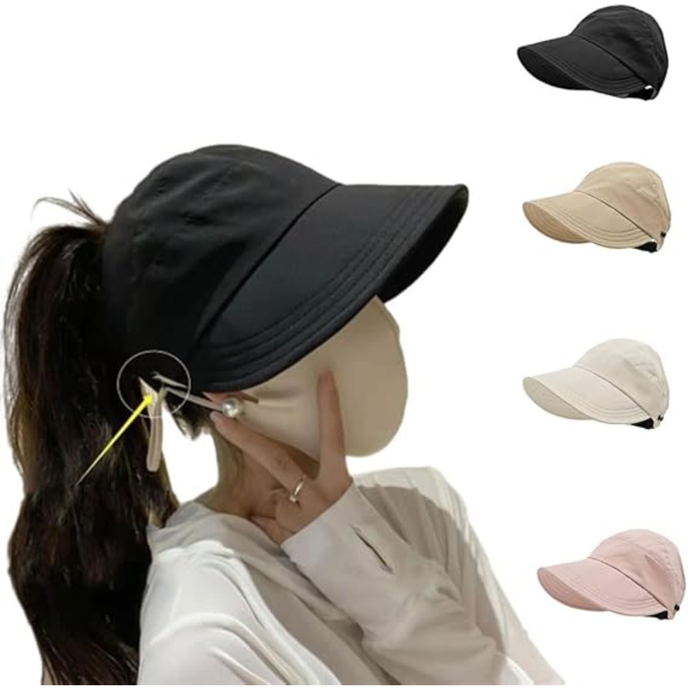 Packable Hat Nylon - หมวกกันแดดสำหรับผู้หญิง ปีกกว้าง ป้องกันรังสียูวี หมวกทรงเปิดด้านบน หมวกกันแดดสำหรับฤดูร้อน หมวกชายหาดแบบพับได้
