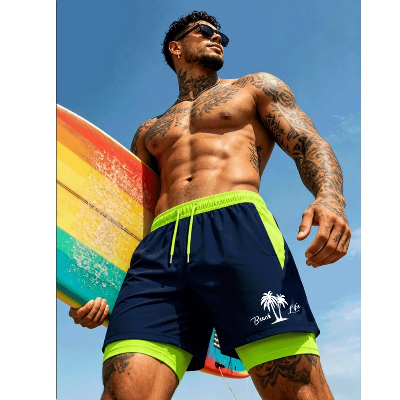 กางเกงว่ายน้ำผู้ชายพิมพ์ลายต้น - Trunks Board Surf บทวิจารณ์และราคา
