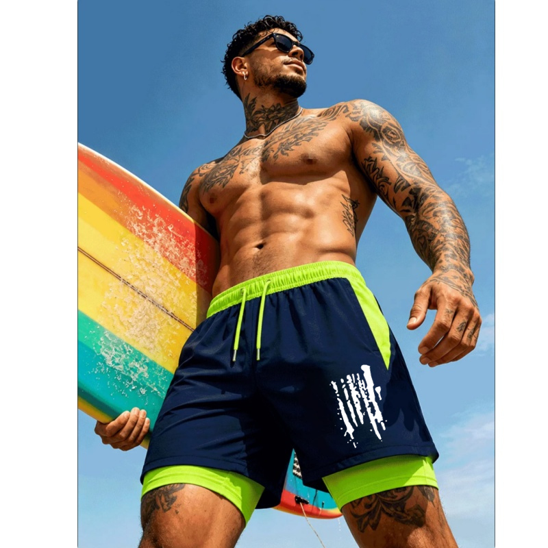 กางเกงว่ายน้ำชายแบบสองชั้น แห้ - Trunks Board Surf บทวิจารณ์และราคา
